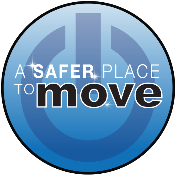 a power button that says a safer place to move.